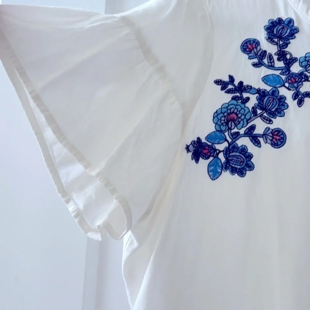 Loft Floral Embroidered Ruffle Cuff Top - Picture 8 of 8